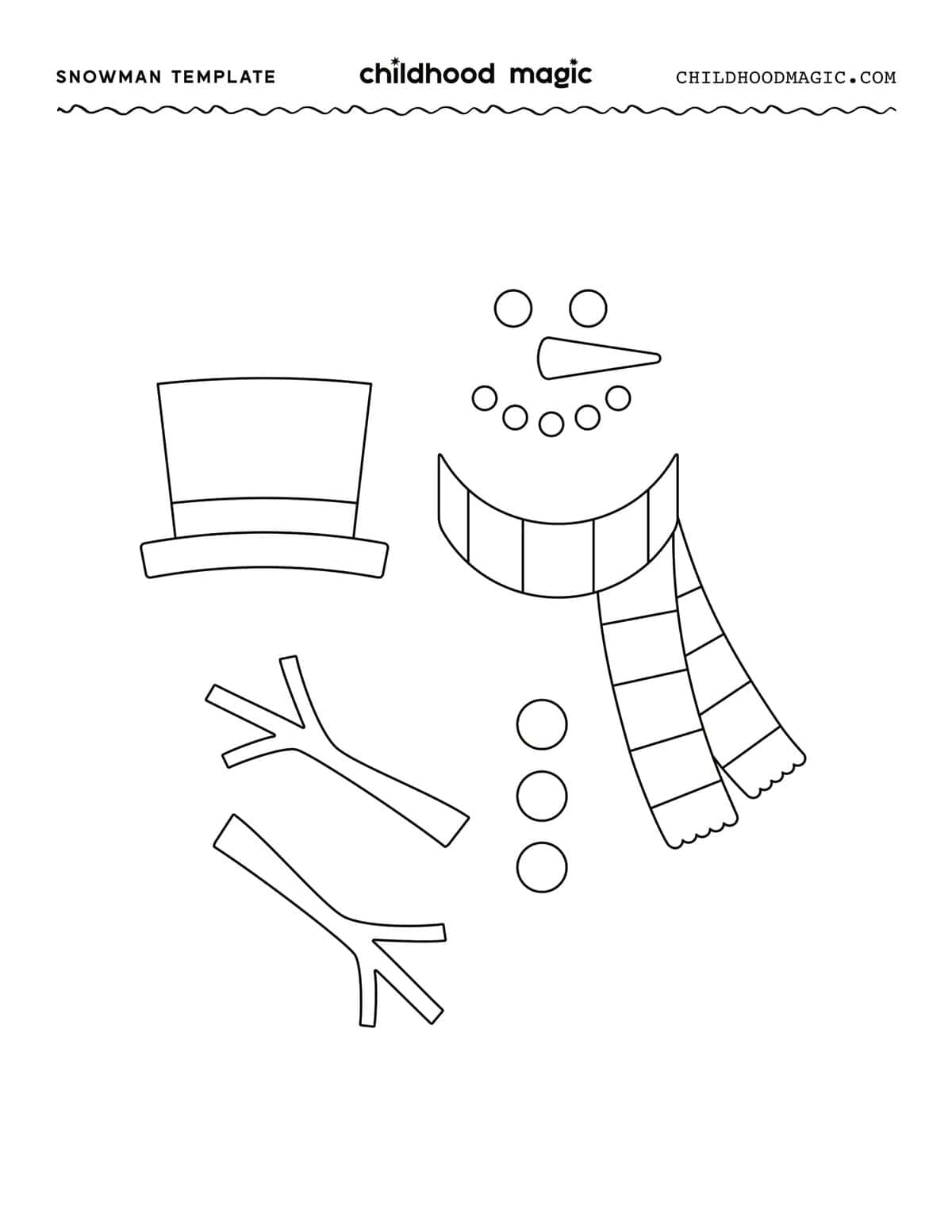 snowman template- free printable - childhood magic